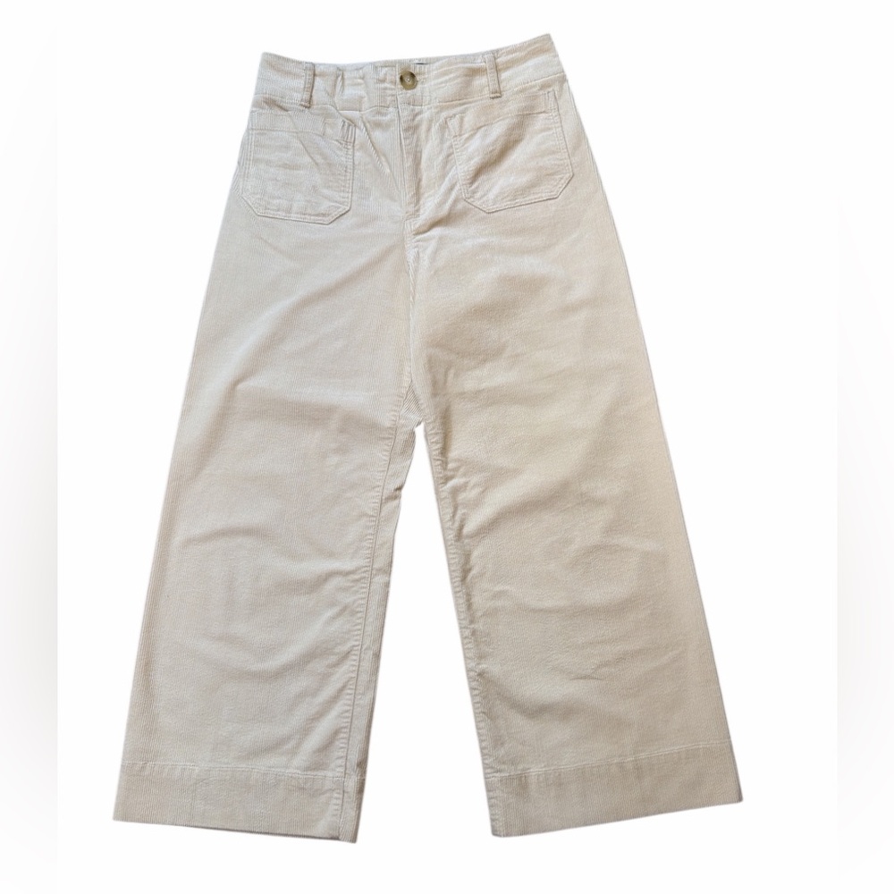 Maeve Anthropologie The Colette Cream Wide-Leg Corduroy Pants